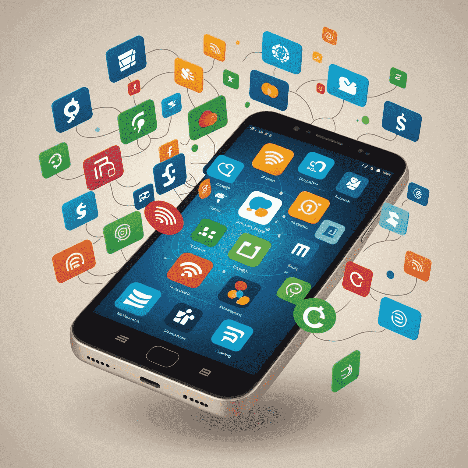 Illustration of a smartphone with various payment icons floating above it, representing the future of mobile payments